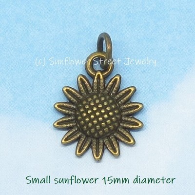 Bronze Sunflower Charm Pendant 04009-B Daisy Flower Spring Summer