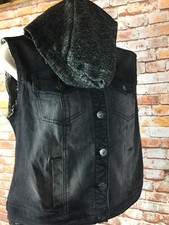 L.e.i Black& Grey Women's Denim Riding Vest Sze Small Wv40