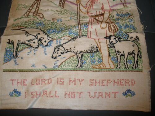 Vintage fertiges Kreuzstichstück The Lord is my Shepherd 12 Zollx16 - Bild 2 von 4