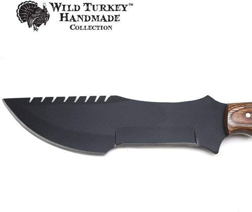 Cuchillo rastreador de hoja fija Wild Turkey hecho a mano colección 15" espiga completa con funda - Imagen 3 de 6