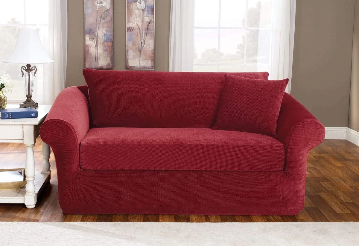 Stretch pique 2 2025 seat sleeper sofa slipcover
