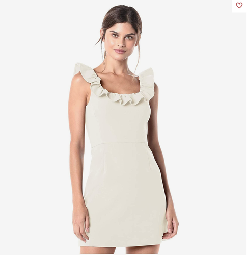 NEW FRENCH CONNECTION Lemon WHISPER LIGHT Off the Shoulder RUFFLE Mini DRESS 6 - Picture 10 of 13