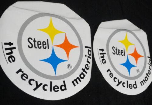 (2) LARGE STICKERS - Steelers / Steel The Recycled Material - 15" Dia. - Picture 3 of 10