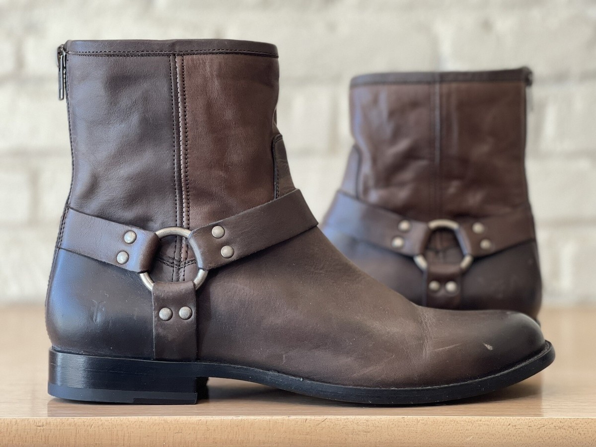 Frye Cowboy Ankle Boots Brown Strap Boots Western Women Size 11B Made In  Mexico