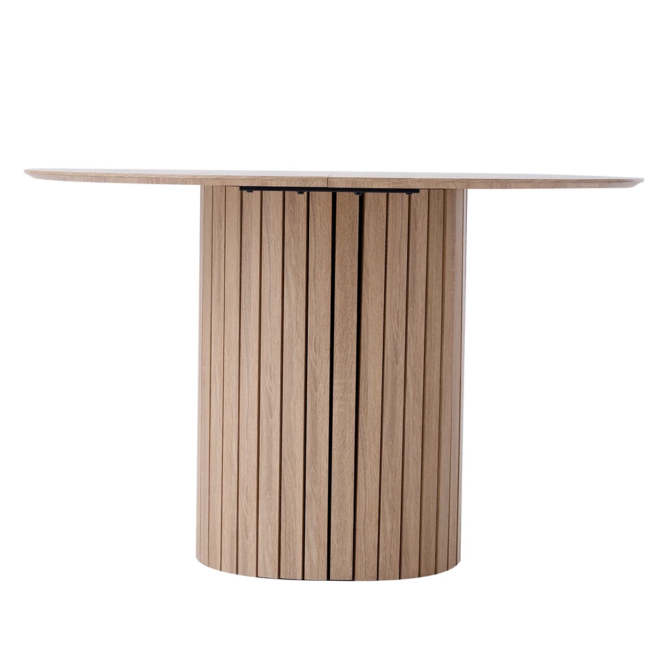 Pack de 1 Mesa de Comedor de Centro de Madera Maciza Redonda Marrón claro - Imagen 3 de 4