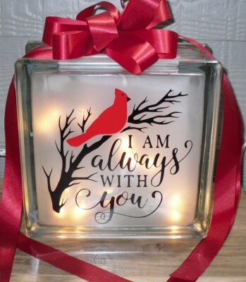 I am always with you cardinal decal sticker for DIY 8'' Glass block tile