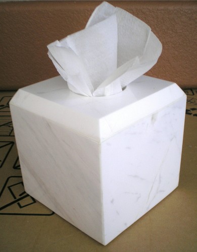 Tissue Box Cover Holder True Natural Marble Tissue Holder Natural White Jazz - Picture 2 of 4