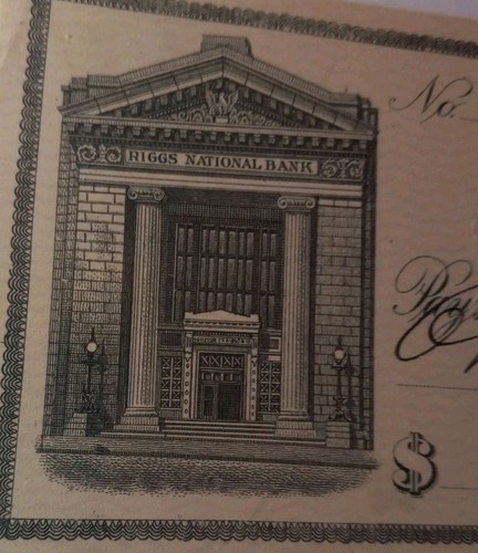 SLING'S 🪙Vintage 1910 Riggs National Bank Check, Washington DC Most Famous Bank