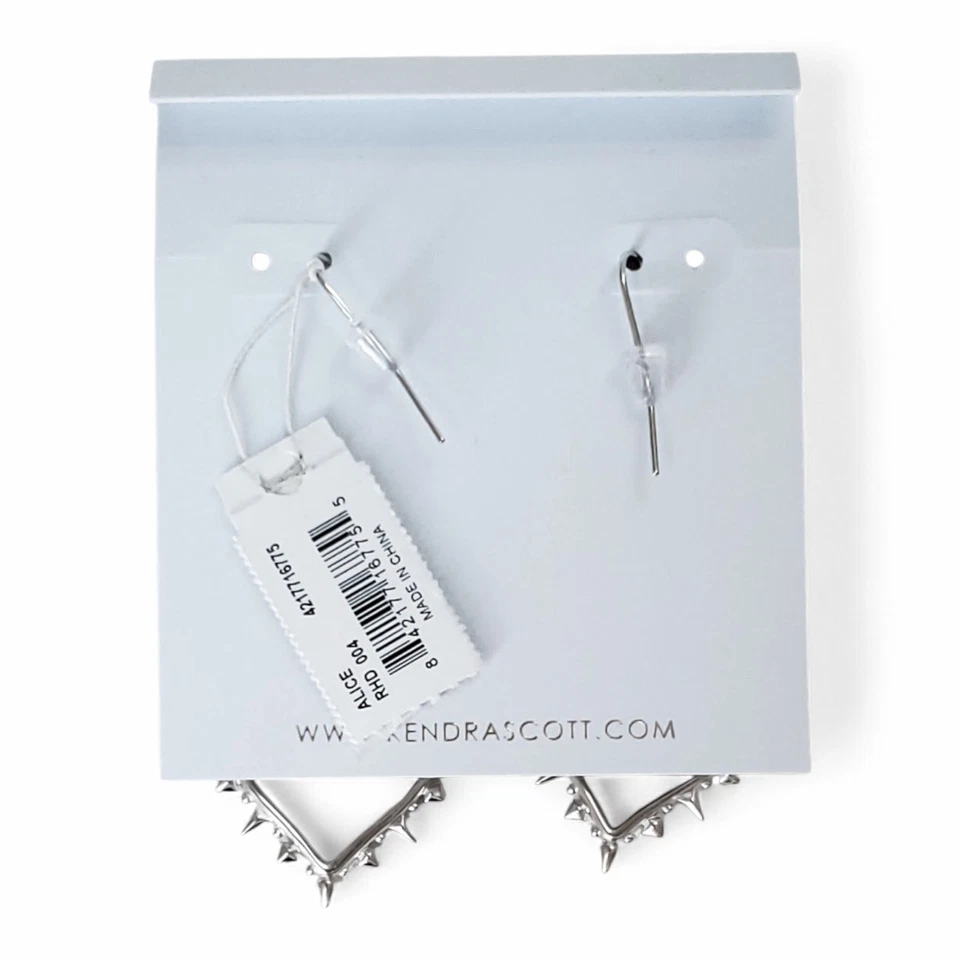 Pendientes colgantes Kendra Scott Alice de latón con tachuelas de circonita cúbica chapados en rodio NUEVO Foto 3 de 3