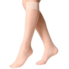 MANZI 12 Pairs Lady's Sheer Knee High Stockings, 12 Nude One Size,