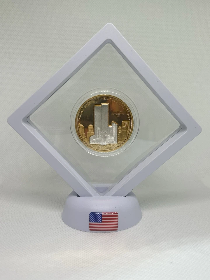 2001-2006 World Trade Center Comm.Collectors Mint.999 Silver 24k Gold .stand🇺🇸 - Image 2 of 4