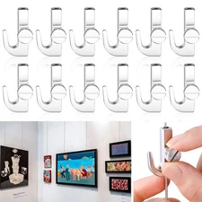 12 Pcs Adjustable Hooks for Gallery Picture Hanging System Picture Rail Hooks...