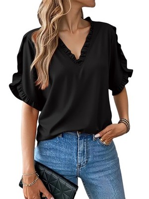 Damen  Tops Schwarz XL F2K74255