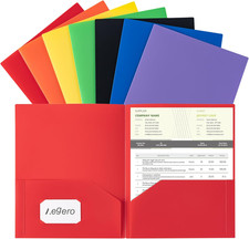 Plastic Folders with Pockets 7 Pack, Assorted Colors , Durable Heavy Duty File
