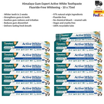 Himalaya Gum Expert Active White Gel Toothpaste Fluoride-Free Whitening 10x75ml