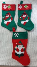 3 Vintage Merry Brite Snowman  Embossed 19" Stocking