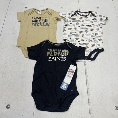 New Orleans Saints Bodysuit 1 Piece 3-Pack Infant 18M NFL Football Gerber Black