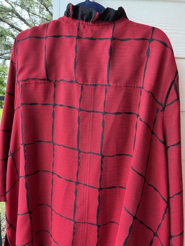 Ali Miles Blouse Tunic Red Black Large Pockets 3 Button 3X - Picture 15 of 15