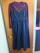 Old Navy Long Black Khaki Dress with Long Sleeve bodysuit L