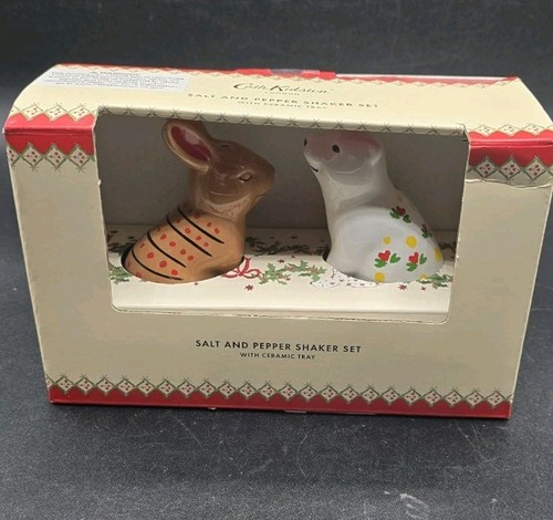 NEW Cath Kidston London Christmas Bunny Rabbit Polar Bear Salt Pepper Shaker Set - Picture 1 of 7
