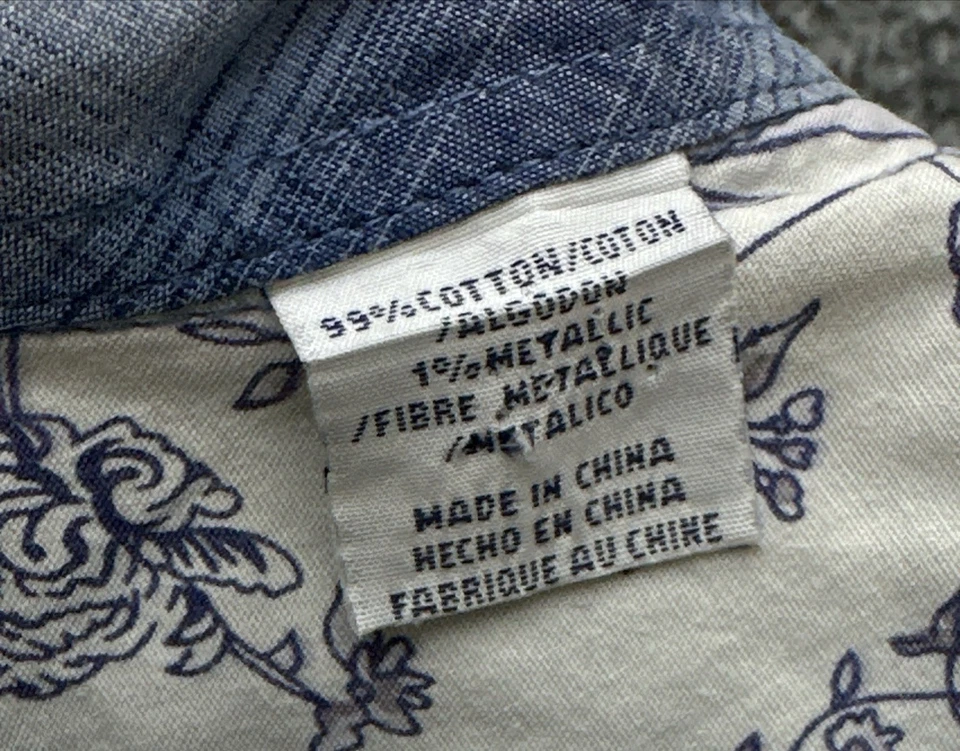 Camisa Roper para mujer L Western blusa a cuadros azul botón a presión manga larga Foto 4 de 4