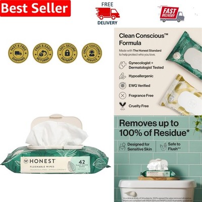 42 Count Eco-Friendly Flushable Wipes - Hypoallergenic & Safe to Flush