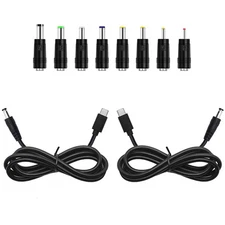 2Pcs 3.3ft USB C Male Input to DC 5.5mm x 2.5mm Barrel PD Trigger Charge Cabl...