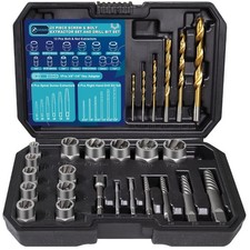 26 Piece Impact Bolt and Spiral Screw Extractor Set with Left Hand Reverse Dr...
