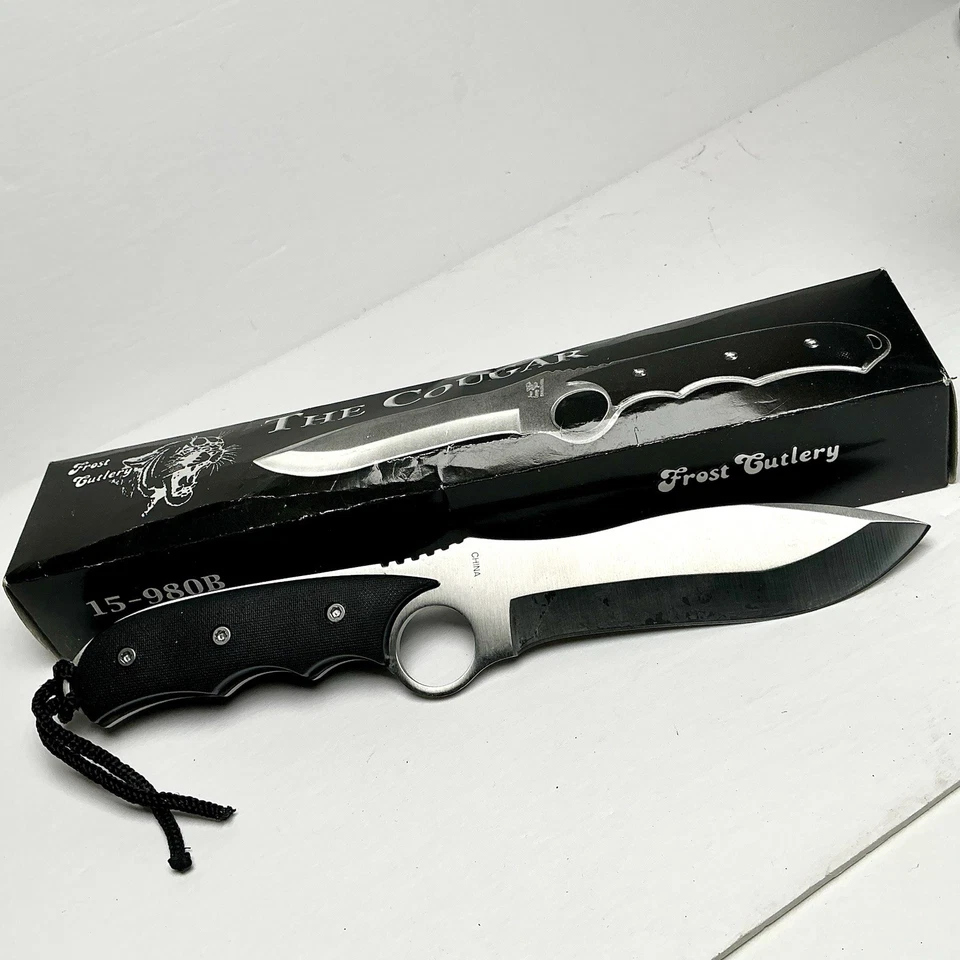 "Cuchillo de 10"" The Cougar de Frost Cubiertos Fijos 4"" Hoja Supervivencia Skinner Nuevo" Foto 2 de 4