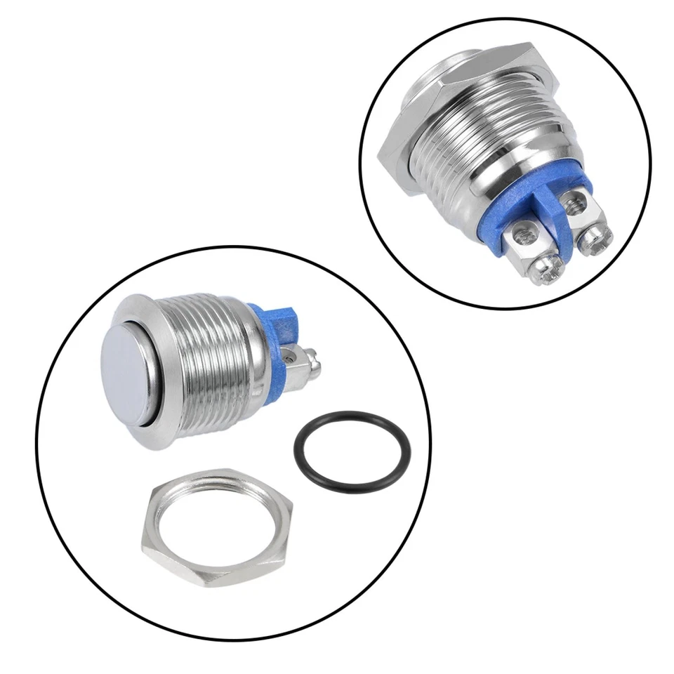 2pcs Momentary Metal Push Button Switch 16mm Mounting Dia 3A 2 Screw Terminals Foto 2 de 4