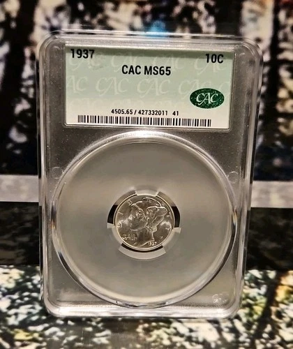 1937 MERCURY DIME CAC MS65