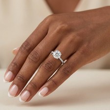 Petite Side Stone Engagement Ring 14K Gold 2.16 CT Round Lab-Grown Diamond F SI1