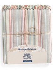 TOMMY BAHAMA Tablecloths 60 X 84 Striped Orange Green Tan Indoor/Outdoor New