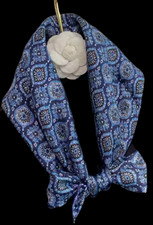 100 Silk men Women 20" Square Scarf neckerchief Wrap plaid navy blue SC20-X