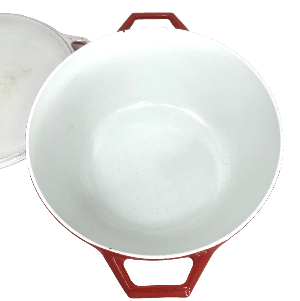 Horno holandés vintage Copco D3 de hierro fundido de 4 cuartos de galón - esmalte naranja Dinamarca Foto 4 de 4