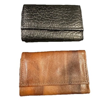 Vintage Amity Leather Key Case Holder Lot 2 Cowhide Key Wallet Black Tan