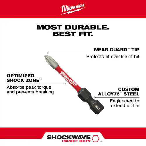 SHOCKWAVE Impact Duty Alloy Steel Magnetic Attachment & PH2 Bit Set (3-Piece) - Picture 6 of 12