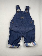 OshKosh B'gosh Blue Cotton Overall One-Piece 3M Button Pockets Logo