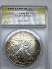 1993 Silver Eagle $1 STUNNING TONING ANACS MS68 .999 Fine Silver