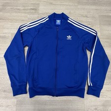 Adidas Originals SST Track Top Jacket Mens M Blue Trefoil 3 Stripe Full Zip