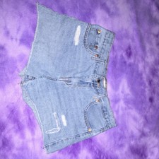 Levi's Girlfriend Short Distressed Denim Girls Shorts Blue Size 16
