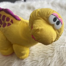 Vtg Fisher Price Puffalump Plush Bruce Brontosaurus Dinosaur Yellow Roar Works