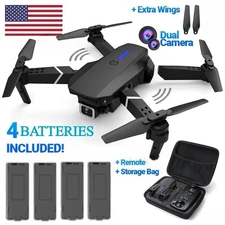 Drone 2025 4K HD Dual Camera WiFi FPV RC Foldable Quadcopter + 4 Batteries