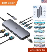 USB C Docking Station with 3 Ports - Dual HDMI  DisplayPort, 18-