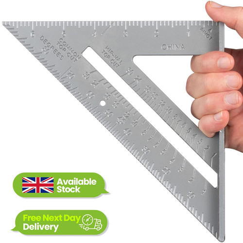 7" Aluminium Set Square Triangle, Roofing, Rafter & Carpentry Speed Square Ruler - Picture 1 of 9