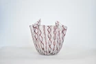 Vintage Fulvio Bianconi Venini Murano Fazzoletto Latticino Art Glass Vase Signed
