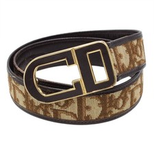 Christian Dior Trotter CD Logo Belt Brown GHW Size 65 Women Vintage F136