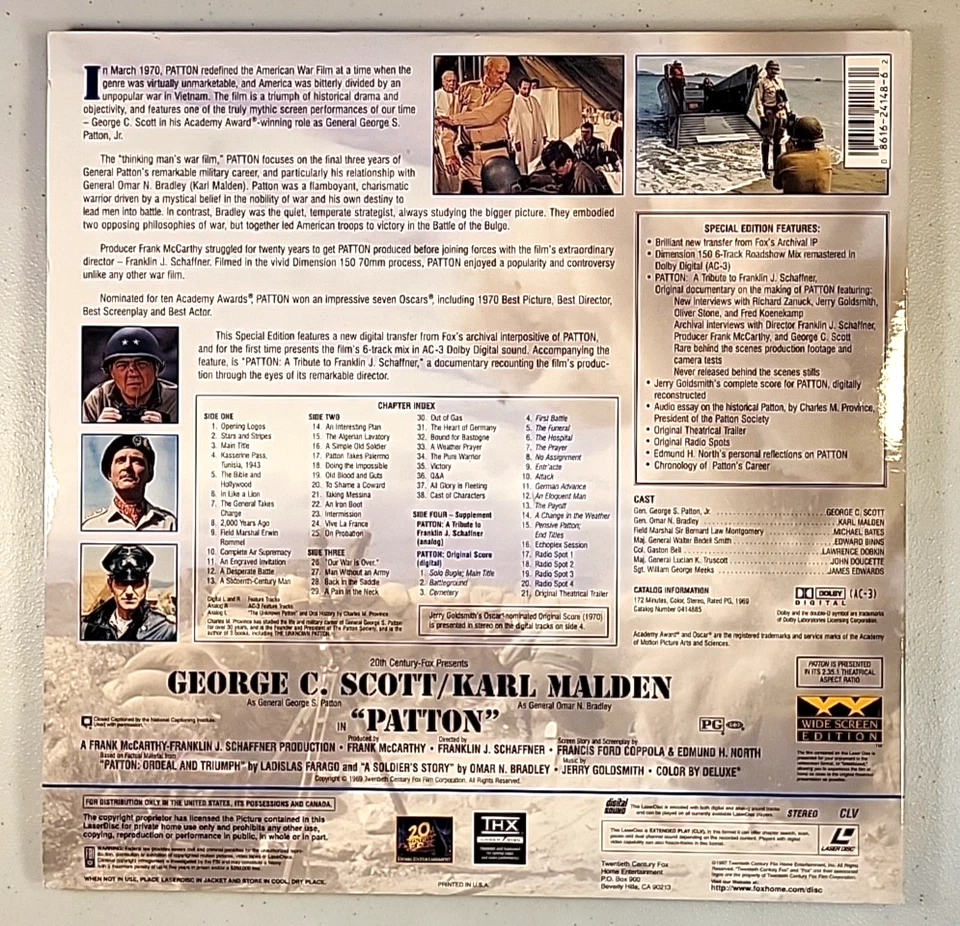 Patton (Laserdisc) *2-discs LIKE NEW* George C. Scott, Widescreen, THX - Image 4 of 4
