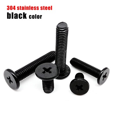 M1.6-M6 Black Stainless Steel CM Phillips Ultra Thin Flat Wafer Head Screw Bolt