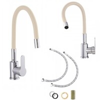 Wasserhahn KüChenarmatur Flexibel Armatur Mischbatterie Brause KüChe Beige 360°